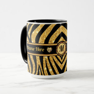 Taza Monograma y mugs de impresión de cebra personaliza