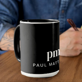Taza Monograma y nombre del Personalizado mínimo modern