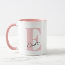 Taza Monograma y nombre del Personalizado rosa de la mo