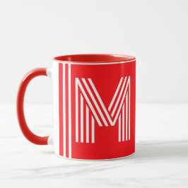 Taza Monograma y nombre modernos | Café de cerámica roj