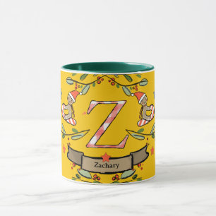 Taza Monograma "Z" de Navidades retro curados con nombr