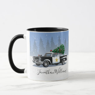 Taza Monogramado árbol de Navidad de vagón de policí