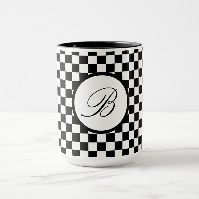 Taza Monogramado Black Plaid Mug (Centro)