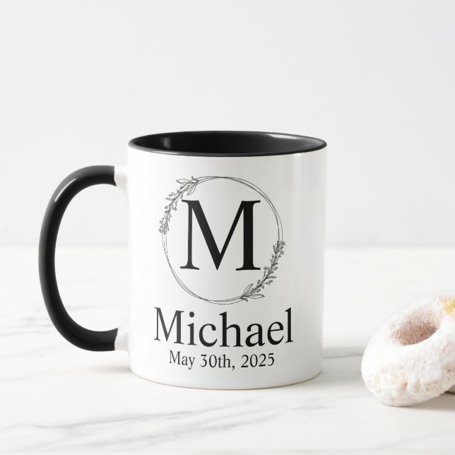 Taza Monogramado Boda personalizado (Con donut)