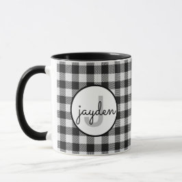 Taza Monogramado de búfalo blanco y negro de moda