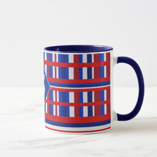 Taza Monogramado de color rojo blanco y azul