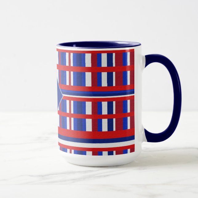 Taza Monogramado de color rojo blanco y azul (Derecha)