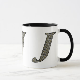 Taza Monogramado Inicial J Hydrangea Floral Mug