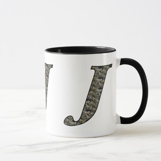 Taza Monogramado Inicial J Hydrangea Floral Mug (Derecha)