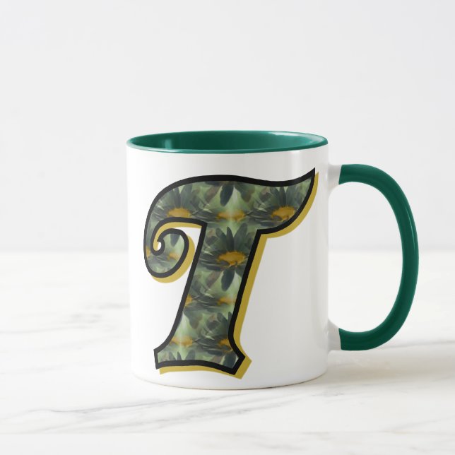Taza Monogramado Inicial T Daisies Mug (Derecha)