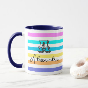 Taza Monogramado personalizado de café con arco iris