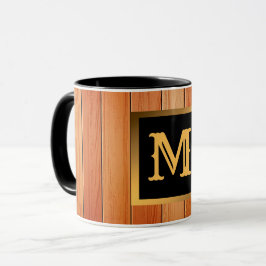 Taza Monogramado único de madera de lujo Gold