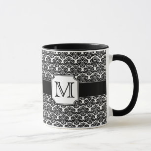 Taza Monogrammed Damask Mug de moda