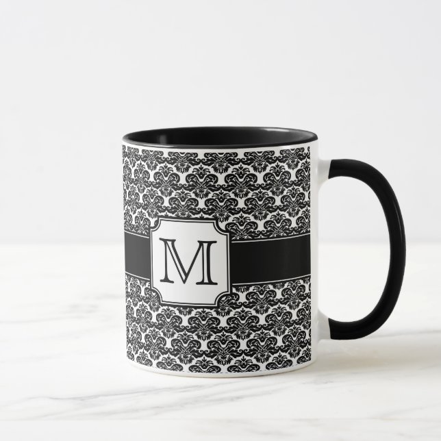 Taza Monogrammed Damask Mug de moda (Derecha)