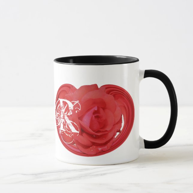 Taza Monogrammed Iniciales Rosa Floral Mug (Derecha)