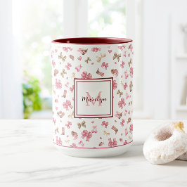 Taza Monogramo del patrón occidental de chica lechera r