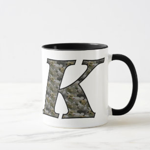 Taza Monogramo inicial K Hydrangea Floral Mug