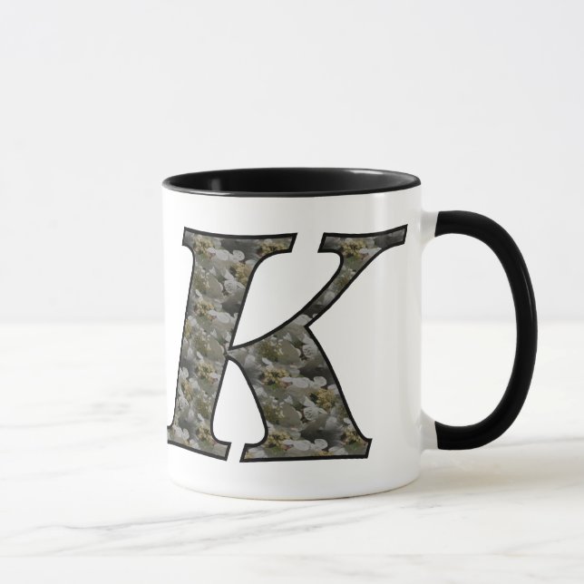 Taza Monogramo inicial K Hydrangea Floral Mug (Derecha)