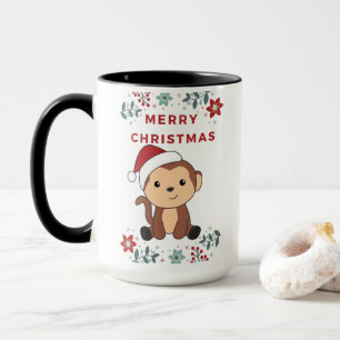 Taza Monos Navidades Nieve animales de invierno monos