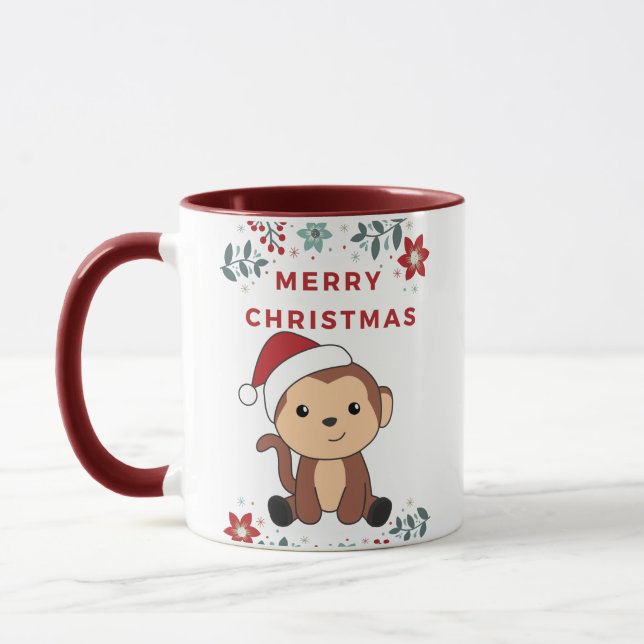 Taza Monos Navidades Nieve animales de invierno monos (Izquierda)