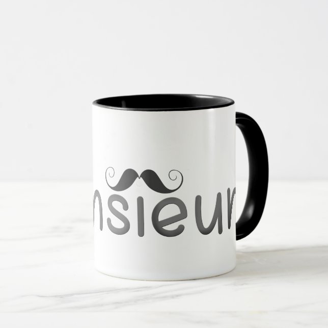 Taza MonsiEUR Fun Cita Francesa y Mustache (Anverso derecho)