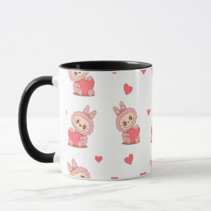 Taza Monstruo de conejito rosa lindo con corazón - Kawa