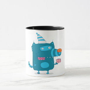 Taza Monstruo de dibujos animados azul juguetón con som