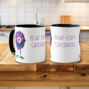 Taza Monstruo de dibujos animados púrpura sonriente con