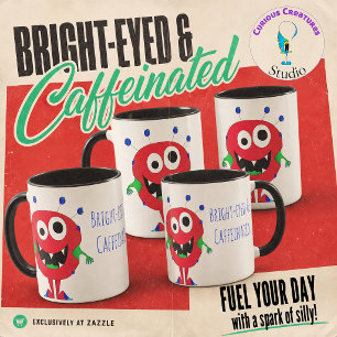 Taza Monstruo de dibujos animados rojo sonriente dibuja