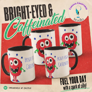 Taza Monstruo de dibujos animados rojo sonriente dibuja
