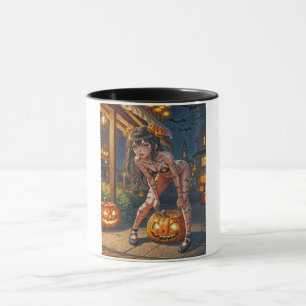 Taza Monstruo de Halloween Jack-o-Lantern y Chica de Ba