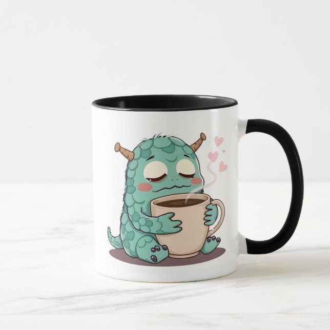 Taza "Monstruo lindo bebiendo café (Derecha)