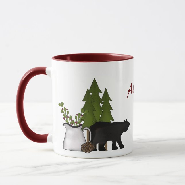 Taza Montaña de oso Rústico Personalizado (Izquierda)