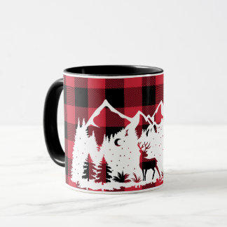 Taza Montaña salvaje Escena de Búfalo Rojo Comprobar Mu