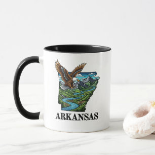 Taza Montañas del águila calva estilo tatuaje del estad