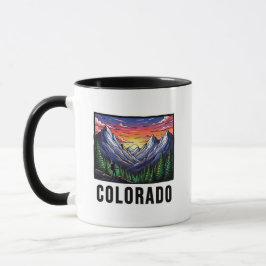Taza Montañas rocosas estilo tatuaje del estado de Colo