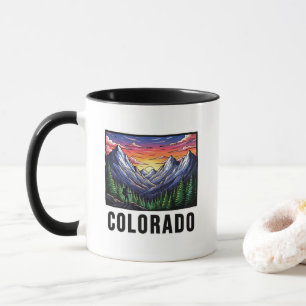 Taza Montañas rocosas estilo tatuaje del estado de Colo