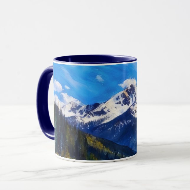Taza Montañas y árboles de Snowy Colorado Art Mug (Anverso izquierdo)