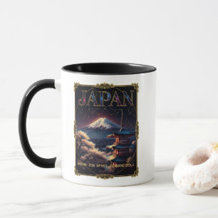 Taza Monte Celestial Fuji Japón Pagoda Arte de Viaje