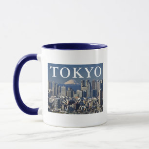 Taza Monte Fuji   panorama del distrito de Shinjuku Tok