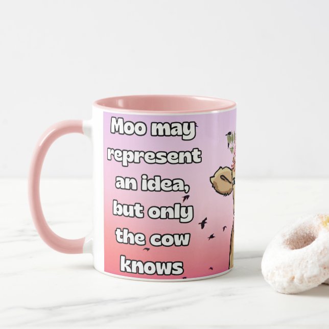 Taza moo puede representar una idea, la vaca sabe (Con donut)