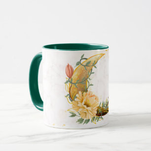 Taza Moon floral, beige y gráfico amarillo