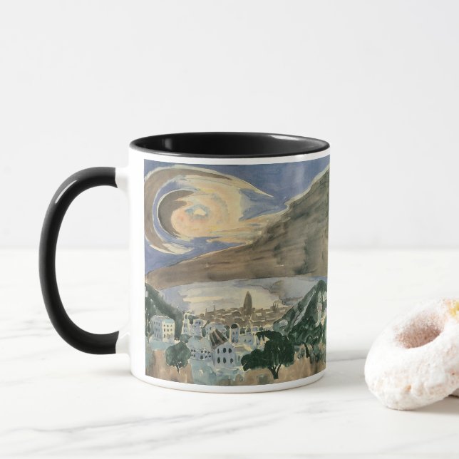 Taza Moon Over Barcelona por Walter Gramatte (Con donut)