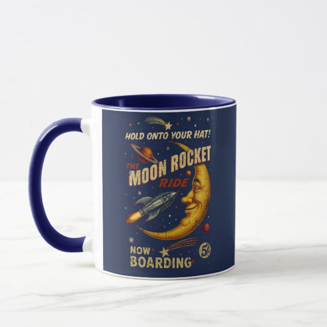 Taza Moon Rocket Ride Vintage Space Mug (Izquierda)