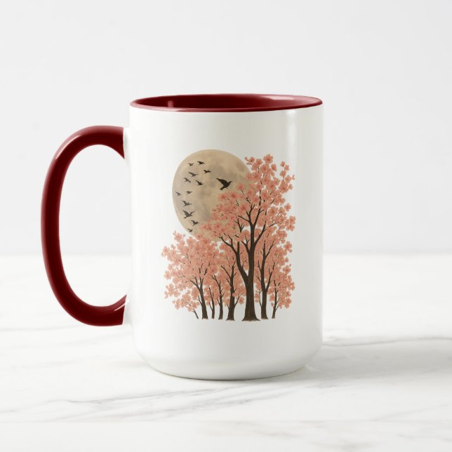 Taza Moonlit Cherry Blossom Trees Nature Art Combo Mug (Izquierda)