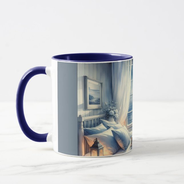 Taza Moonlit Coastal Bedroom with Sleeping Cat (Izquierda)