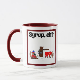 Taza Moose y castor canadiense graciosos con jarabe de 