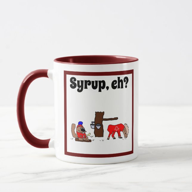 Taza Moose y castor canadiense graciosos con jarabe de  (Izquierda)