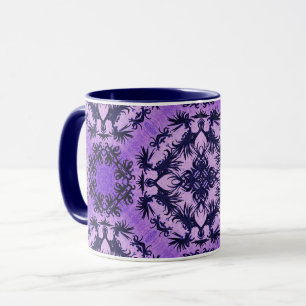 Taza Morado gótico victoriano y azul oscuro