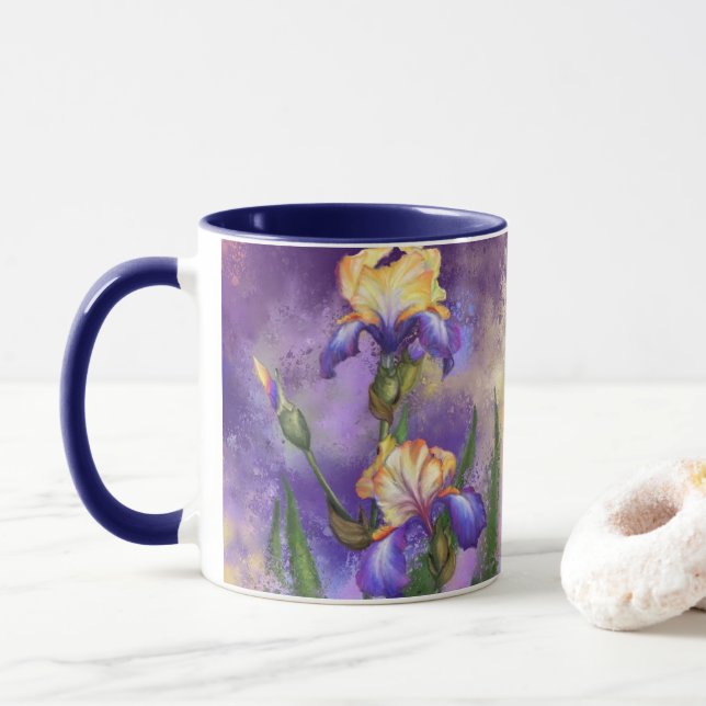 Taza Morado Iris Flowers Mug (Con donut)